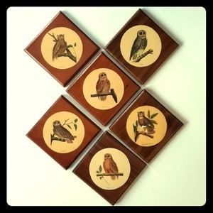 Wooden Owl Coasters Set of 6
